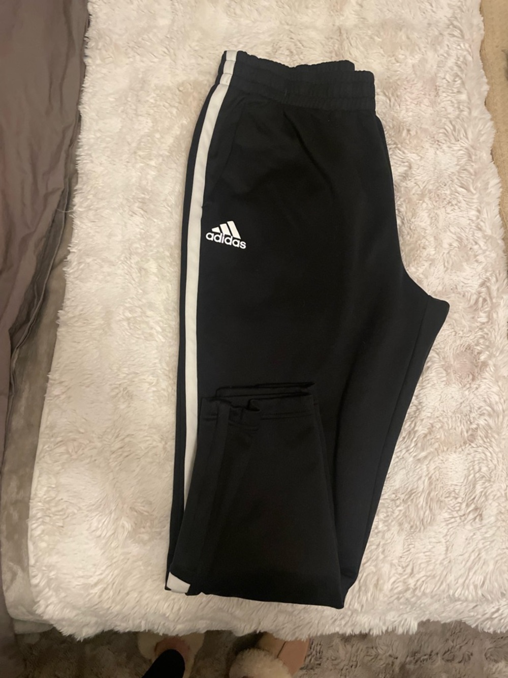 adidas Black Joggers with White Side Stripes